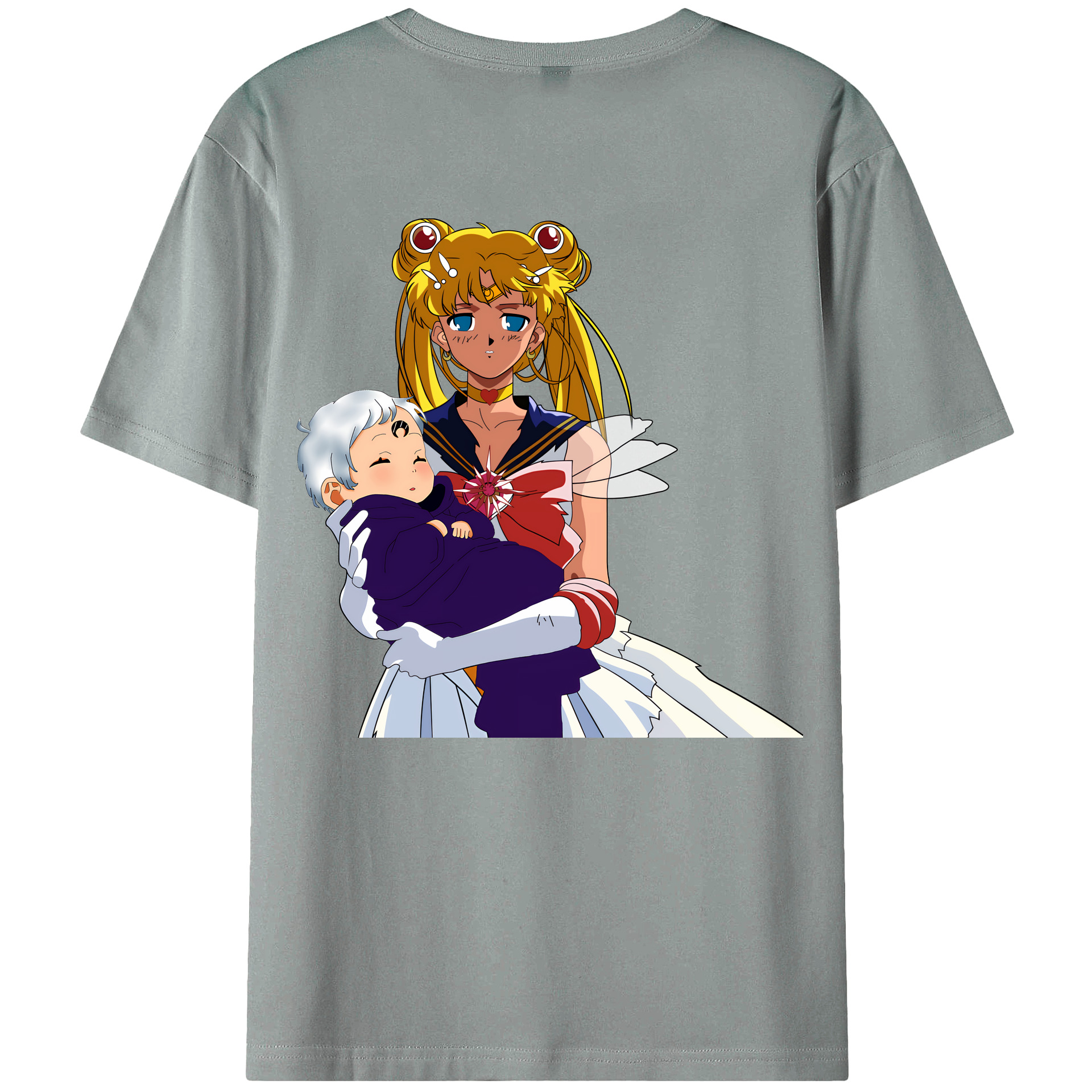 （画像用） 美少女戦士セーラームーン 月野 うさぎ つきの うさぎ Sailor Moon Tsukino Usagi 綿100％ メンズ半袖Tシャツ（バックプリント） 通気性